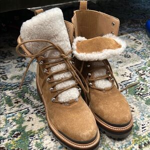 Marc Fisher- sold out item!  Tan Shearling Lace-Up Boots